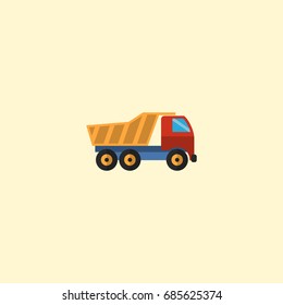 Flat Icon Dumper Truck Element. Vector Illustration Of Flat Icon Van Isolated On Clean Background. Can Be Used As Dumper, Truck And Van Symbols.