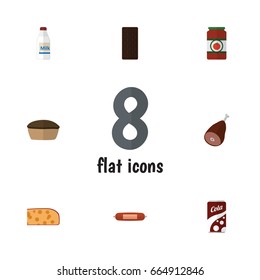 Flat Icon Eating Set Of Meat, Ketchup, Bottle And Other Vector Objects. Also Includes Holland, Sausage, Kielbasa Elements.