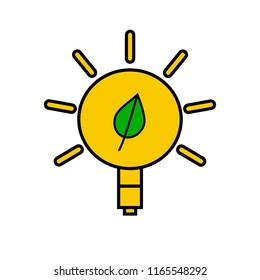 Flat icon eco bulb isolated on white background. Vector illustration. Ecology light.