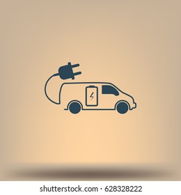 Flat icon of an eco car