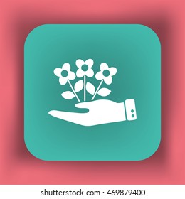 Icono plano. Ecología de las plantas. En la palma.