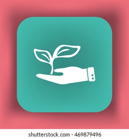 Icono plano. Ecología de las plantas. En la palma.