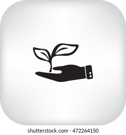 Icono plano. Ecología de las plantas. En la palma.