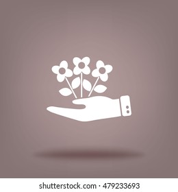 Flat icon. Ecology of plants. On the palm.