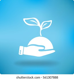 Flat icon. Ecology of plants. On the palm.