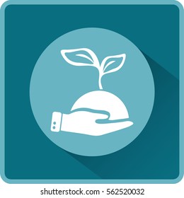 Flat icon. Ecology of plants. On the palm.