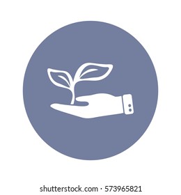 Flat icon. Ecology of plants. On the palm.
