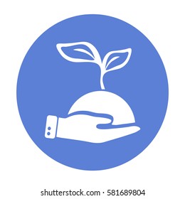 Icono plano. Ecología de las plantas. En la palma.