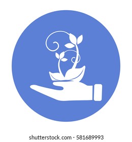 Flat icon. Ecology of plants. On the palm.