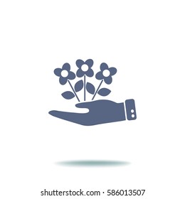 Flat icon. Ecology of plants. On the palm.