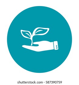 Icono plano. Ecología de las plantas. En la palma.