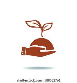 Flat icon. Ecology of plants. On the palm.