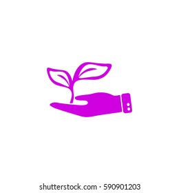 Flat icon. Ecology of plants. On the palm.