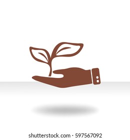 Icono plano. Ecología de las plantas. En la palma.