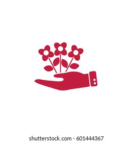 Icono plano. Ecología de las plantas. En la palma.