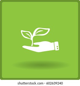 Flat icon. Ecology of plants. On the palm.