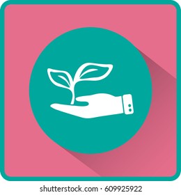 Flat icon. Ecology of plants. On the palm.