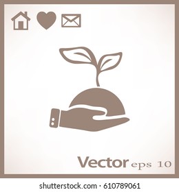 Flat icon. Ecology of plants. On the palm.