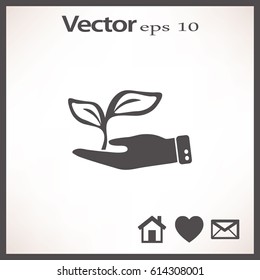 Flat icon. Ecology of plants. On the palm.