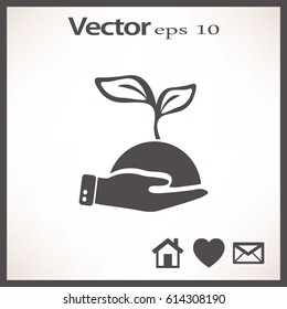 Flat icon. Ecology of plants. On the palm.