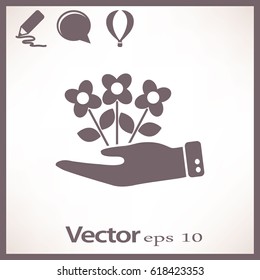 Flat icon. Ecology of plants. On the palm.