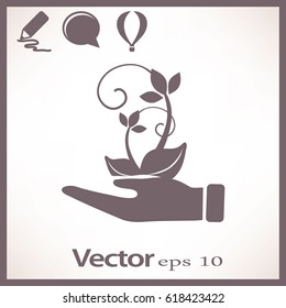 Flat icon. Ecology of plants. On the palm.