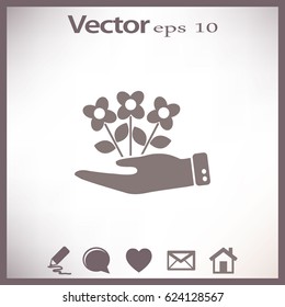 Flat icon. Ecology of plants. On the palm.