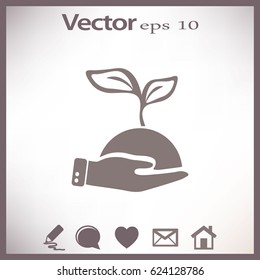 Flat icon. Ecology of plants. On the palm.