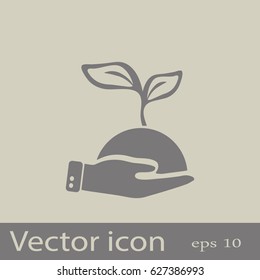 Icono plano. Ecología de las plantas. En la palma.