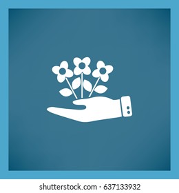 Flat icon. Ecology of plants. On the palm.