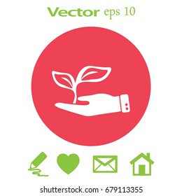 Flat icon. Ecology of plants. On the palm.