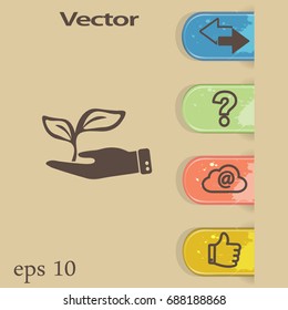 Flat icon. Ecology of plants. On the palm.