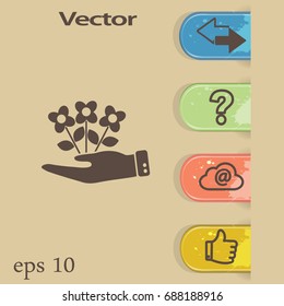Flat icon. Ecology of plants. On the palm.