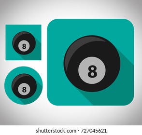 flat icon eighth billiard ball that resembles the original, a set