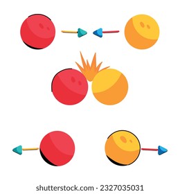 Flat icon of elastic collision 