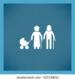 Icono plano. Pareja de ancianos con un pergamino.