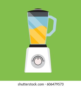 Flat icon electric blender isolated on green background. Vector illustration.