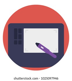 Flat icon electronic  sketching, virtual designing 