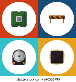 Flat Icon Electronics Set Of Bobbin, Cpu, Hdd And Other Vector Objects. Also Includes Motherboard, Bobbin, Cpu Elements.