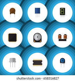Flat Icon Electronics Set Of Cpu, Triode, Hdd And Other Vector Objects. Also Includes Calculator, Cpu, Recipient Elements.