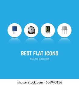 Flat Icon Electronics Set Of Hdd, Receptacle, Resist And Other Vector Objects. Also Includes Drive, Calculator, Recipient Elements.