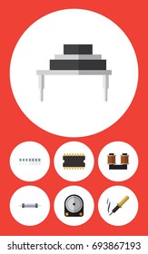Flat Icon Electronics Set Of Hdd, Memory, Repair And Other Vector Objects. Also Includes Transistor, Processor, Electronics Elements.