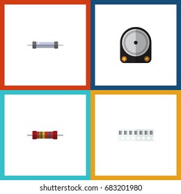 Flat Icon Electronics Set Of Memory, Hdd, Resistor And Other Vector Objects. Also Includes Electronics, Resistance, Memory Elements.