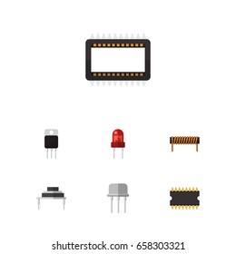 Flat Icon Electronics Set Of Receiver, Recipient, Bobbin And Other Vector Objects. Also Includes Coil, Copper, Destination Elements.