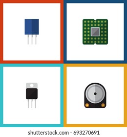 Flat Icon Electronics Set Of Receiver, Receptacle, Unit And Other Vector Objects. Also Includes Central, Transistor, Receiver Elements.