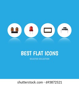 Flat Icon Electronics Set Of Recipient, Destination, Coil Copper And Other Vector Objects. Also Includes Unit, Mainframe, Recipient Elements.