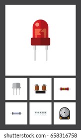 Flat Icon Electronics Set Of Resist, Recipient, Hdd And Other Vector Objects. Also Includes Resist, Drive, Electronics Elements.