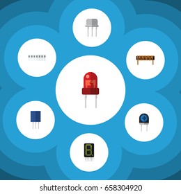 Flat Icon Electronics Set Of Transducer, Receptacle, Recipient And Other Vector Objects. Also Includes Recipient, Random, Calculator Elements.