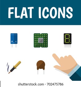 Flat Icon Electronics Set Of Transistor, Triode, Repair And Other Vector Objects. Also Includes Transistor, Set, Calculator Elements.