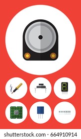 Flat Icon Electronics Set Of Unit, Repair, Memory And Other Vector Objects. Also Includes Destination, Drive, Copper Elements.